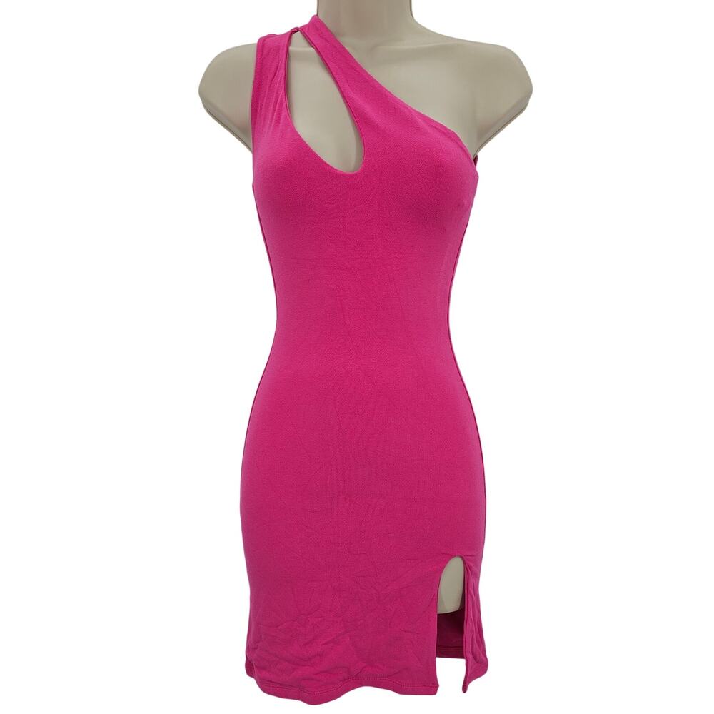 Naked Wardrobe Womans size S The Side Eye One Shoulder Mini Dress Pink NWOT